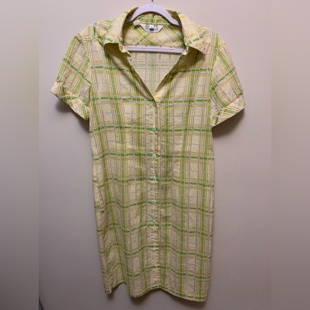 CURRENT Plaid Button-Up Shirt Dress